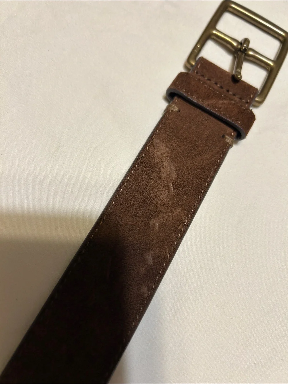Polo by Ralph Lauren Brown Suede Belt with Brass Buckle